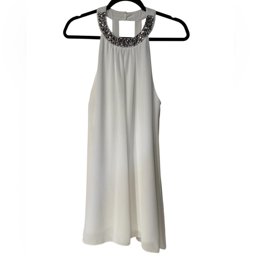 Socialite White Halter Top with Silver Embellishments